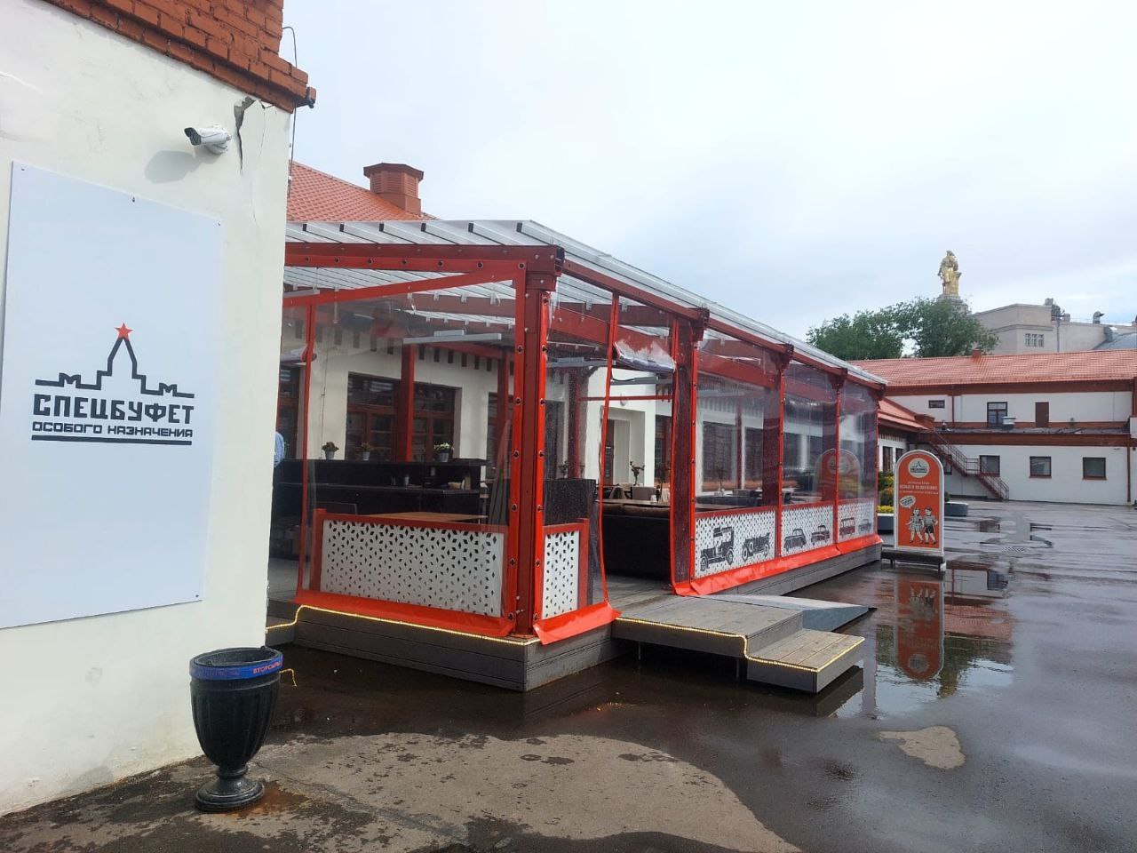 ПВХ шторы для летней террасы кафе в городе Карабаново